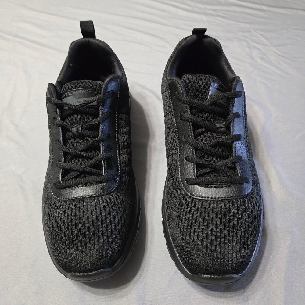 Skechers Sz 10 Men's Track Moulton Lightweight Black Athletic Sneakers